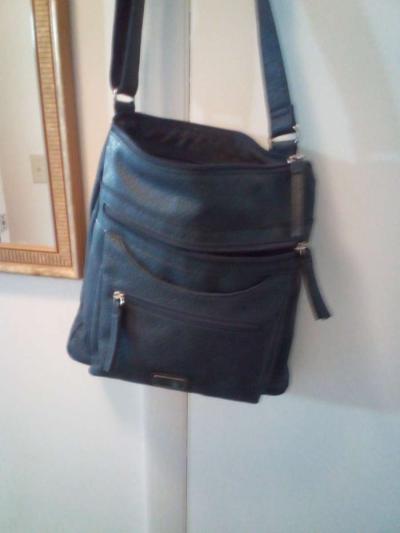 ladies bag blue with pockets - Thumbnail 4