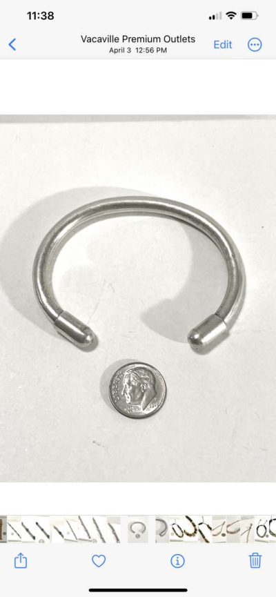 Vintage Sold Silver Stiff cuff silver bracelet - Vacaville, California