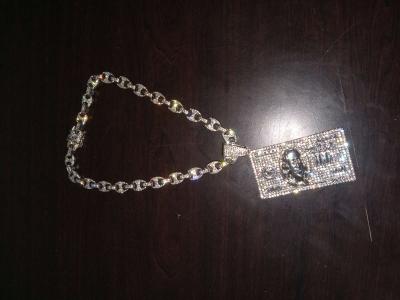 Shiny Banknote Pendant with 13mm Pig Nose Necklace Rhineston - Thumbnail 3