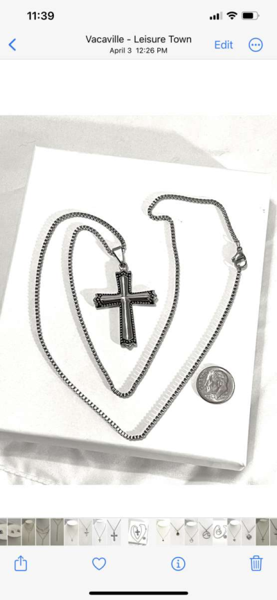 brand new chain link necklace with Cross pendant - Thumbnail 3