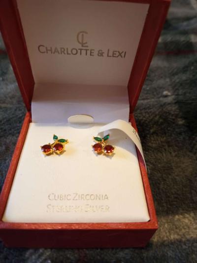 Sterling silver cherry earrings - Thumbnail 4