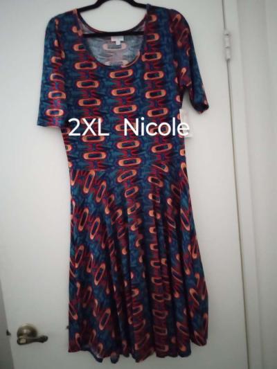 NWT LuLaRoe 2XL Dresses Fit size 22 to 24 info last pics - Thumbnail 2