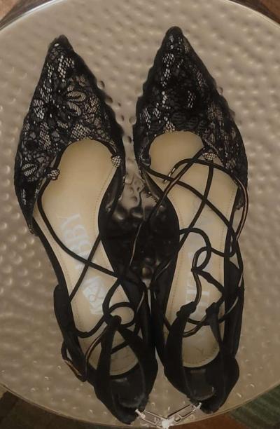 Sam and Libby black lace heels sz 9 womens - Thumbnail 2