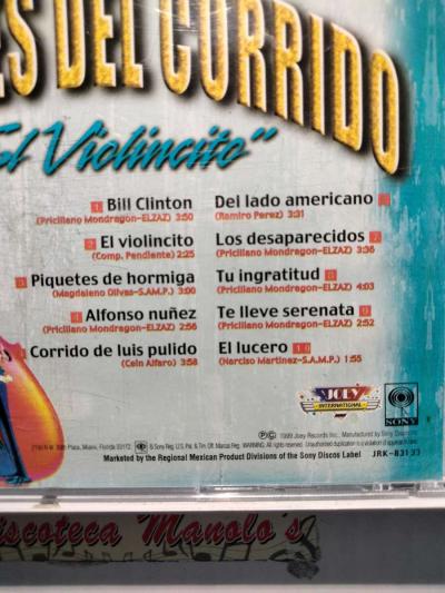 LOS REYES DEL CORRIDO EL VIOLINCITO CD USADO EN EXC COND - Thumbnail 2