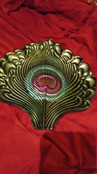 peacock degsin severing platter - Thumbnail 2