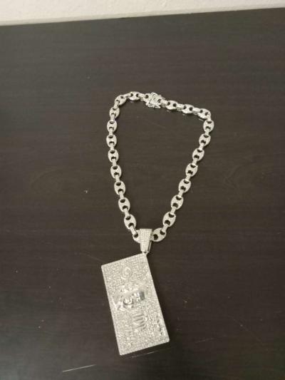 Shiny Banknote Pendant with 13mm Pig Nose Necklace Rhineston - Thumbnail 2