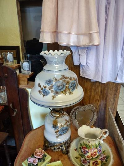 vintage white lusterware blue roses - Thumbnail 2