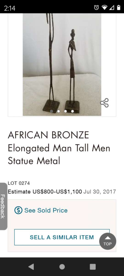 African bronze tall collection of 2 men made in India - Thumbnail 4