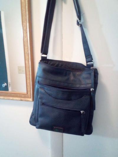 ladies bag blue with pockets - Thumbnail 3