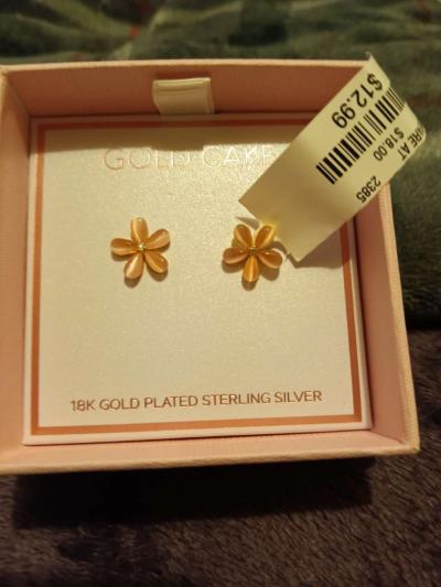 sterling silver over 10 karat gold plated earrings flowers