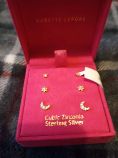 sterling silver earrings moon and stars