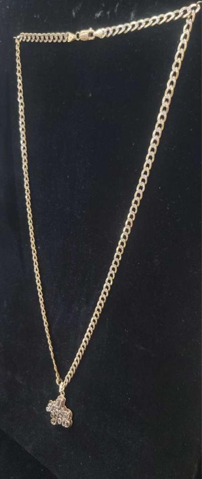 14K Gold Chain Hollow Cuban W Love Charm 114 Grams 22 - Thumbnail 5