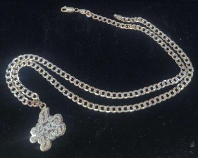 14K Gold Chain Hollow Cuban W Love Charm 114 Grams 22 - Thumbnail 2