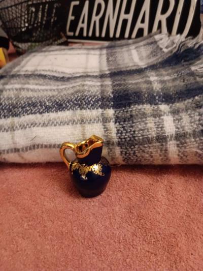 porcelain imperial limoges 22k gold and blue plated vase - Thumbnail 2
