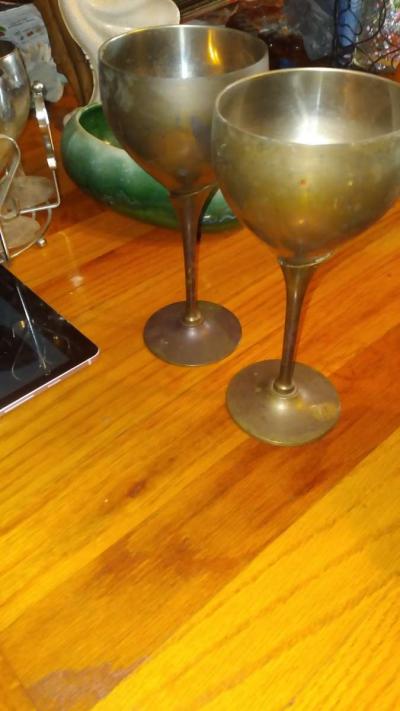 solid brass wine glasses - Thumbnail 2