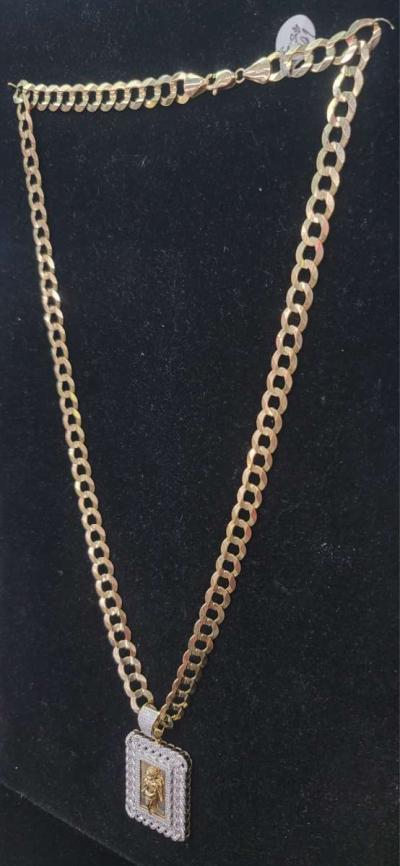14K Gold Chain Miami Cudan W Stones 282 Grams 18 - Thumbnail 5