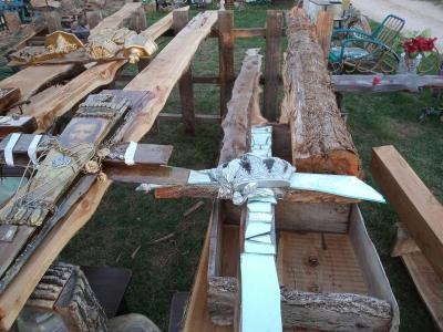 black walnut cross handmade with mirrors and epoxy 4ft - Thumbnail 3