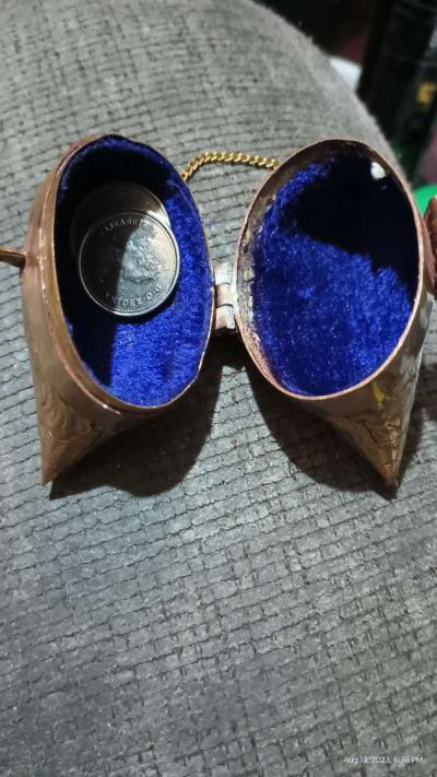 vintage brass n copper coin purse - Thumbnail 5