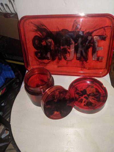 4 pc Handmade Epoxy rolling tray set - Thumbnail 4