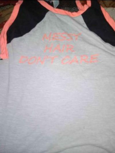 messy hair dont care shirt - Thumbnail 2