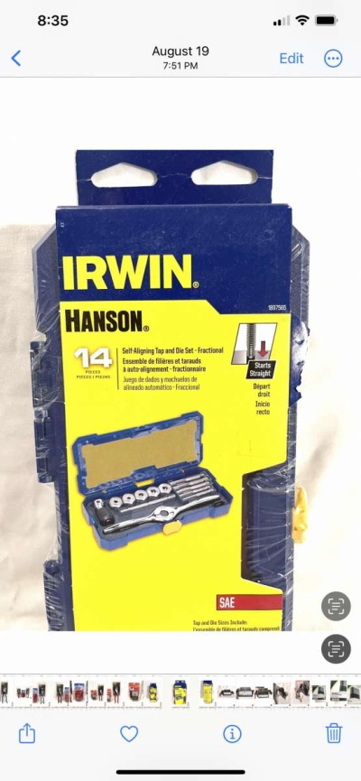 brand new Hansen Irwin 14 piece tap die set - Thumbnail 2