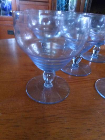 6 Kosta Boda Ice Blue wine glasses