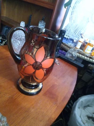 Mid Century Smoked glass Picher - Thumbnail 2