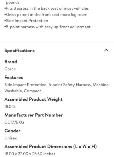 Girls Cosco convertible carseat - Thumbnail 4