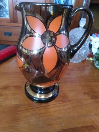 Mid Century Smoked glass Picher