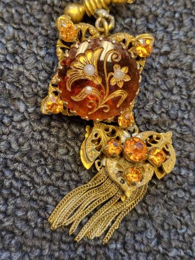 antique Victorian Gold Filled fire oak tassel chain fob - Thumbnail 2