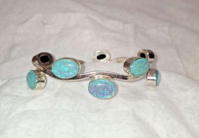fire opals cuff bracelet  925 silver new - Thumbnail 3