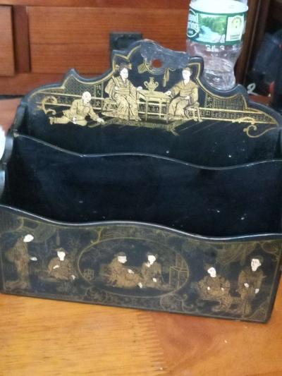 Early 1900s English Lacquer Letter Holder - Thumbnail 6