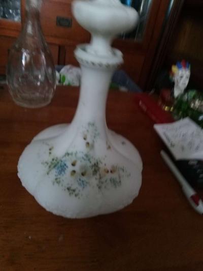 Victorian Embossed Milk glass Decanter - Thumbnail 6