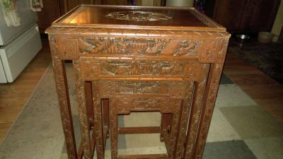 Nesting tables 4pc set Very Good Condition circa 1920s - Thumbnail 4