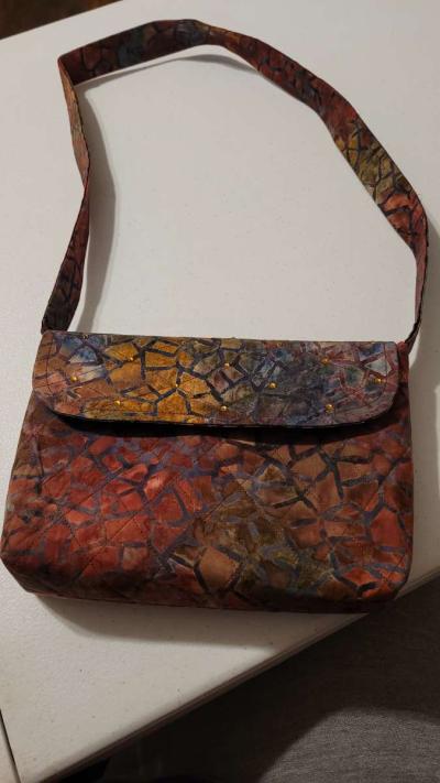 Handmade Purses Snap Closure Inside Linen and Pocket - Thumbnail 3