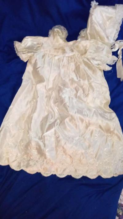 2 antique christening gowns w bonnets and slip - Thumbnail 2