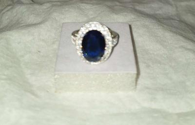 sapphire ring size 6  925 silver   New - Thumbnail 3