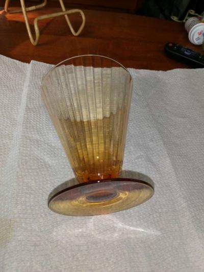 Amber Depression Glass footed Tumbler - Thumbnail 2