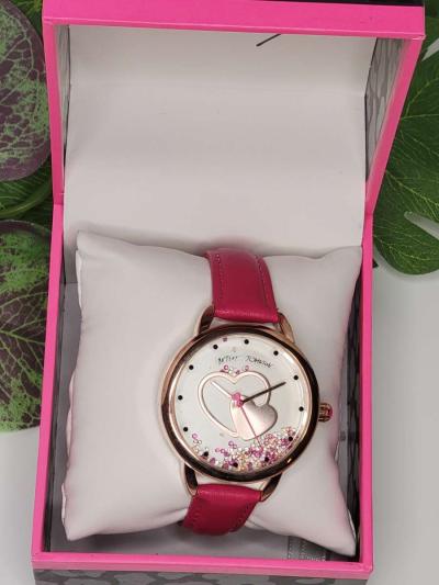 New in box Betsey Johnson Pink Watch With Heart Art - Thumbnail 3