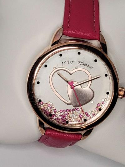 New in box Betsey Johnson Pink Watch With Heart Art - Thumbnail 6