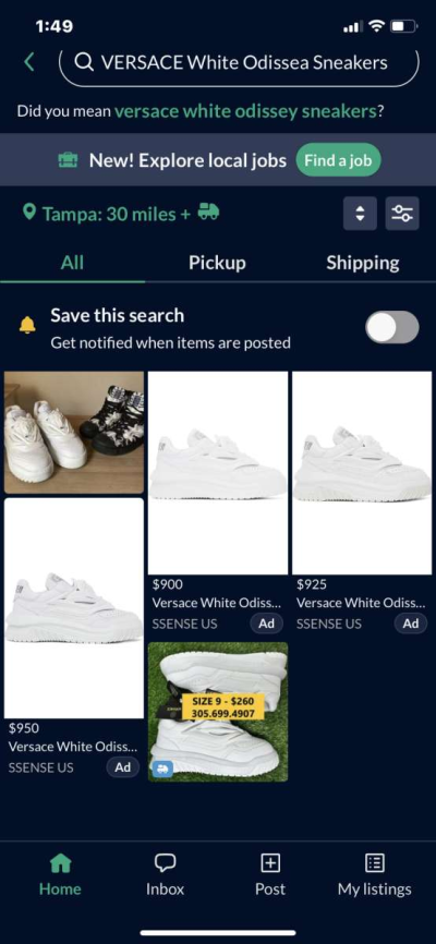 VERSACEWhite Odissea Sneakers - Thumbnail 5