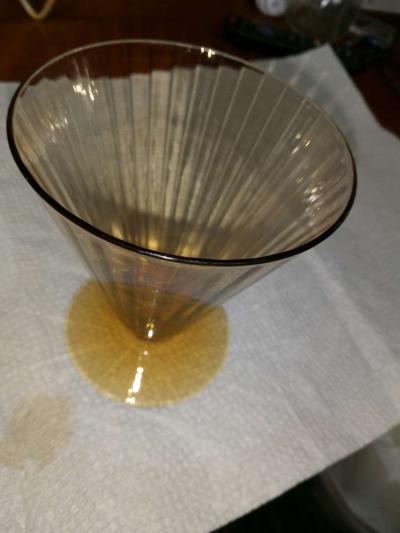 Amber Depression Glass footed Tumbler - Thumbnail 4