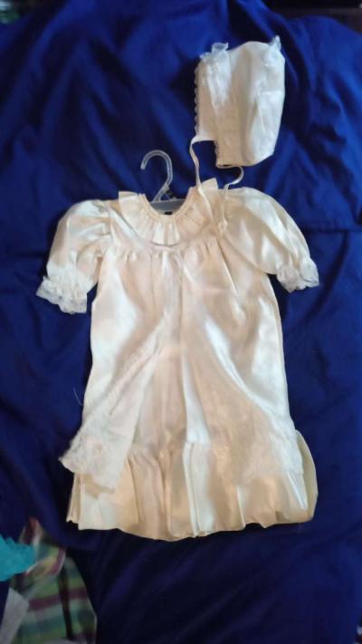 2 antique christening gowns w bonnets and slip - Thumbnail 3