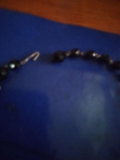 Obsidian and Glass Rhinestone Necklace - Thumbnail 4