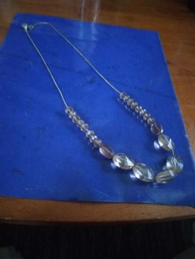 70s Crystal Necklace on chain - Thumbnail 3