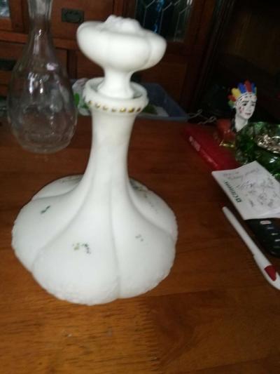 Victorian Embossed Milk glass Decanter - Thumbnail 3