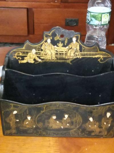 Early 1900s English Lacquer Letter Holder