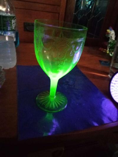 Uranium Glass CAMEO BALLERINA water or wine