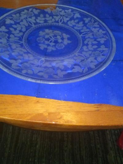 Victorian Flint glass Etched dinnerplate - Thumbnail 5