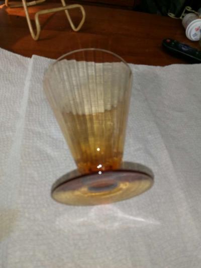 Amber Depression Glass footed Tumbler - Thumbnail 3